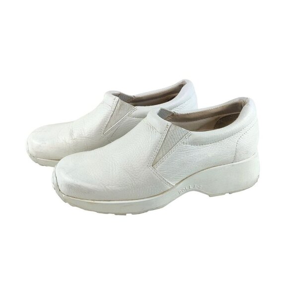 Clogs White Leather Work Comfort Nurse Truffles Slip On Sapphire 7.5W Arch Supp - Picture 6 of 11